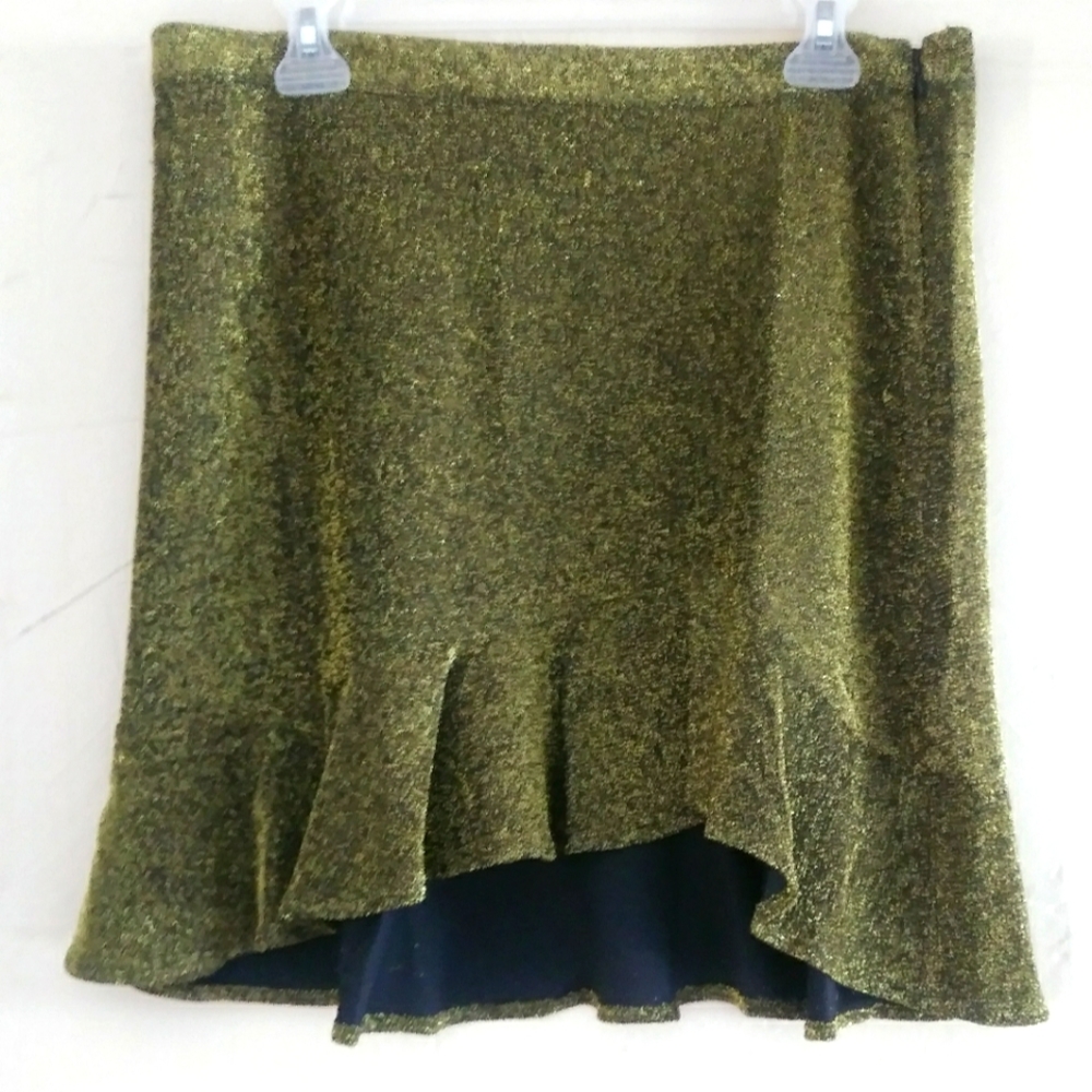 Michael by Michael Kors Metallic Gold/ Black Ruffled Skirt